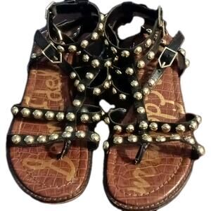 Sam Edelman Estella studded gladiator sandals Sz. 7.5 Black Boho Toe Post